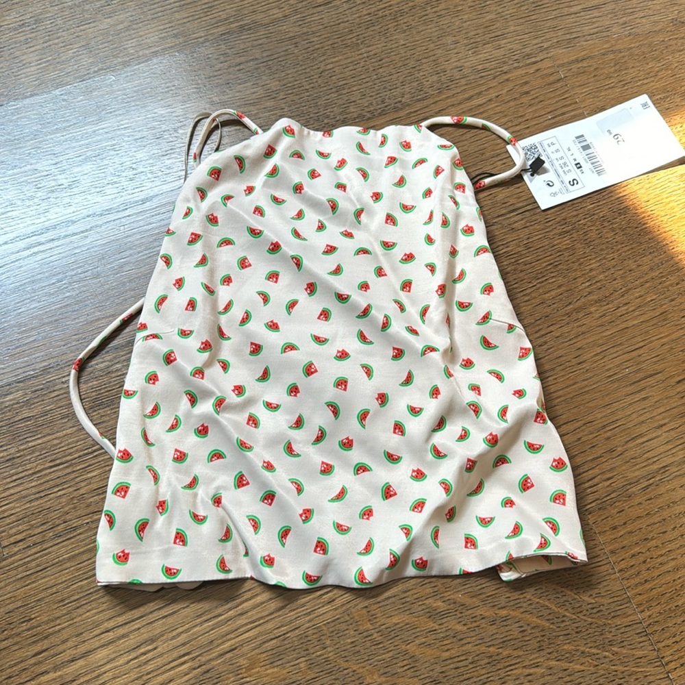 NEW WITH TAGS - ZARA WATERMELON TIE TOP - size small